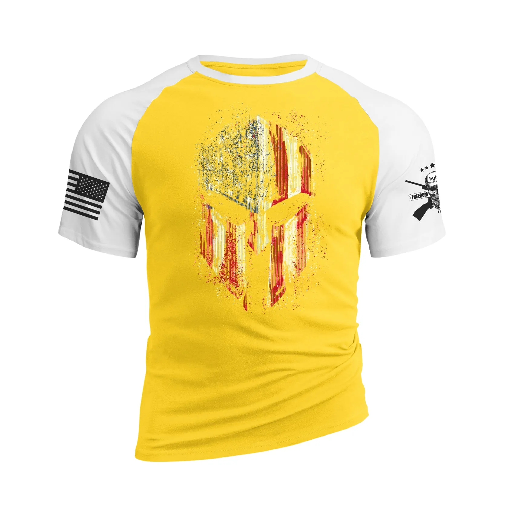 USA FLAG SPARTAN RAGLAN GRAPHIC TEE