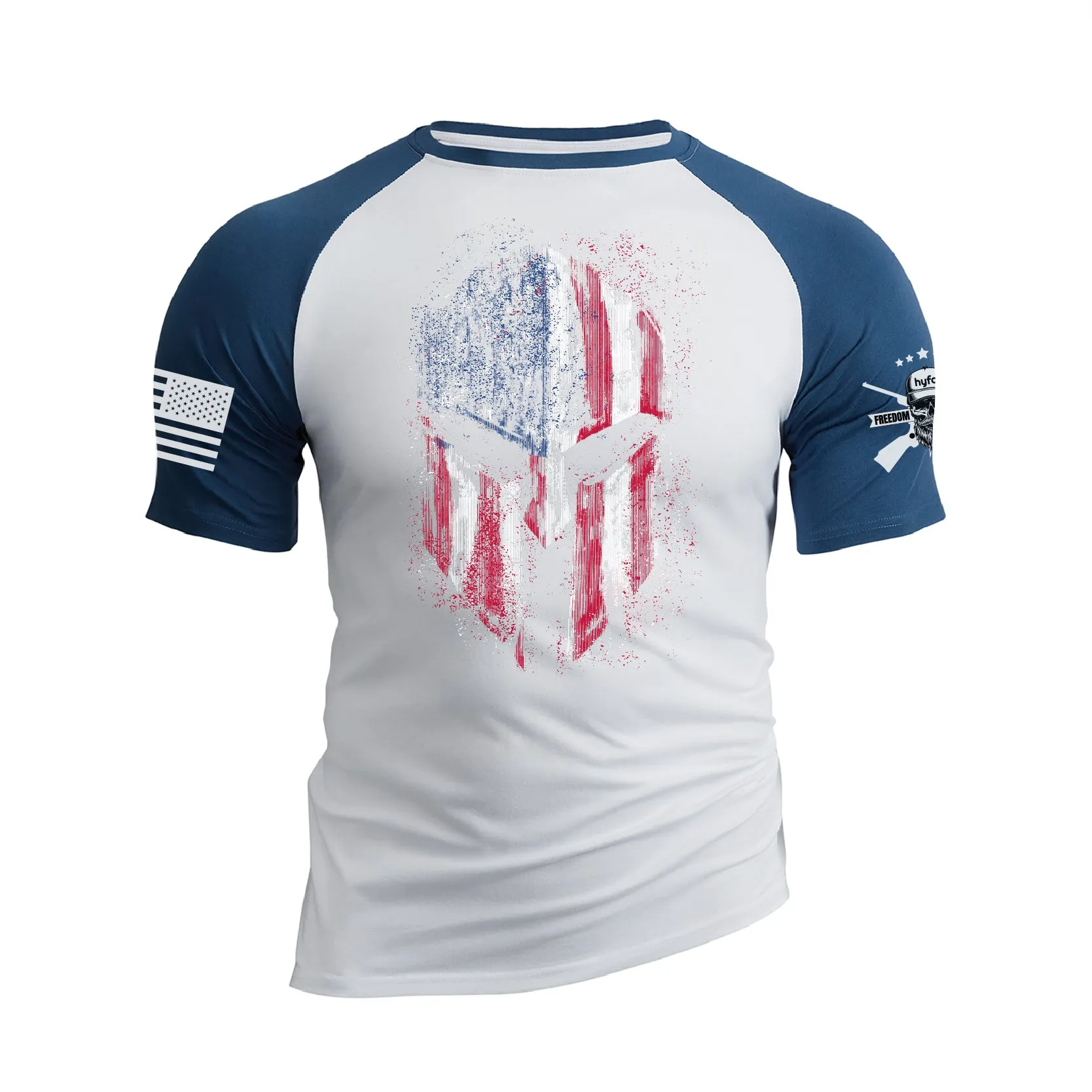 USA FLAG SPARTAN RAGLAN GRAPHIC TEE