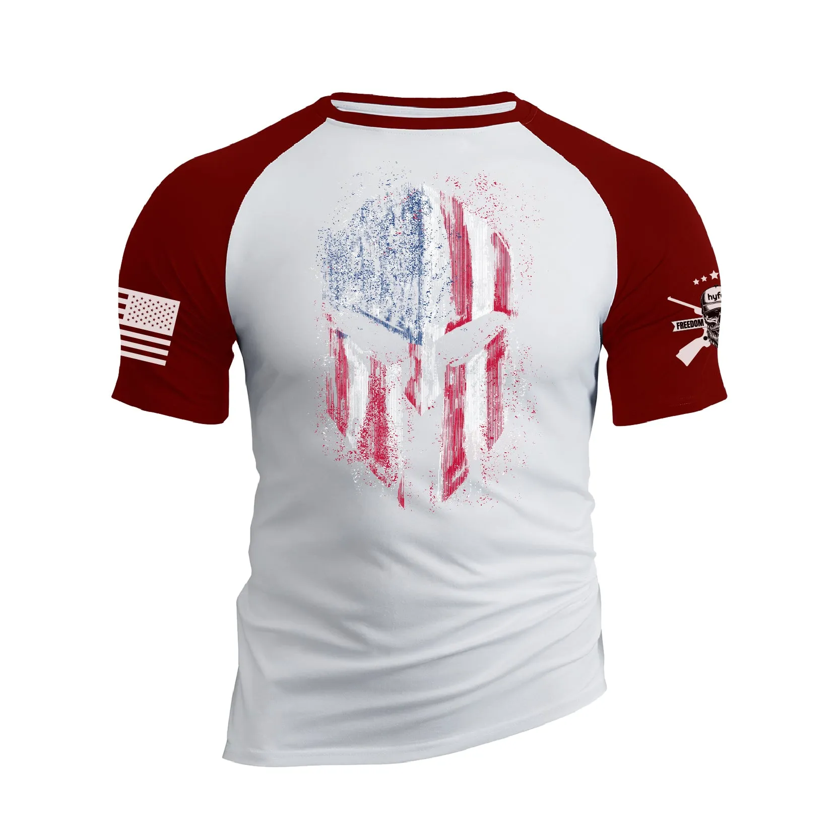 USA FLAG SPARTAN RAGLAN GRAPHIC TEE