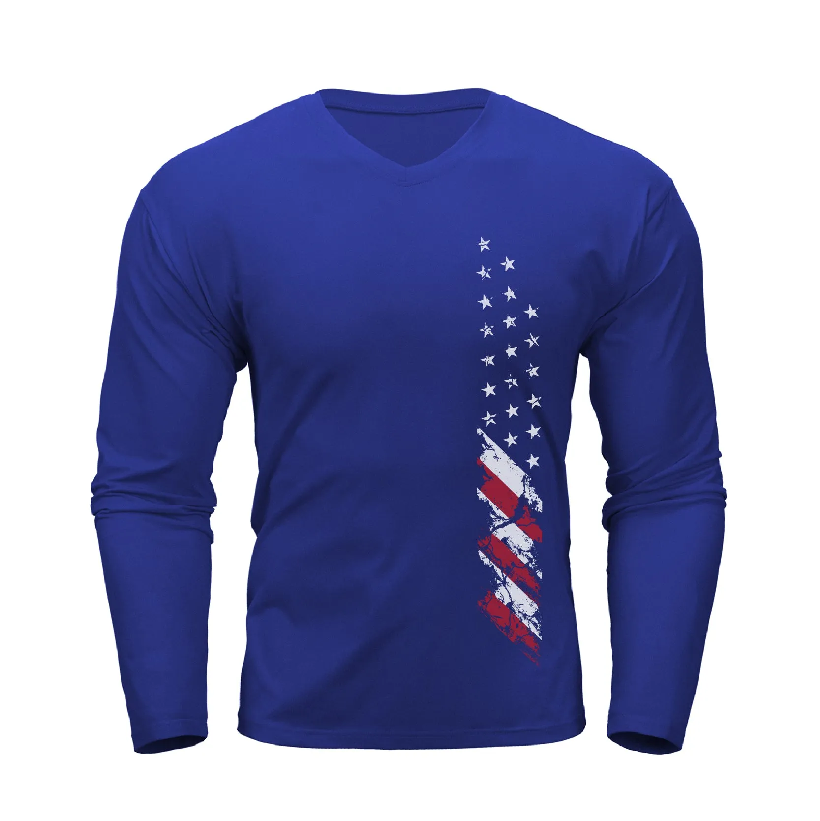 USA FLAG WATERPROOF V-NECK LONG SLEEVE T-SHIRT