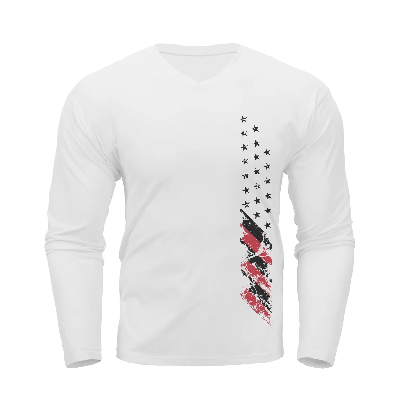 USA FLAG WATERPROOF V-NECK LONG SLEEVE T-SHIRT