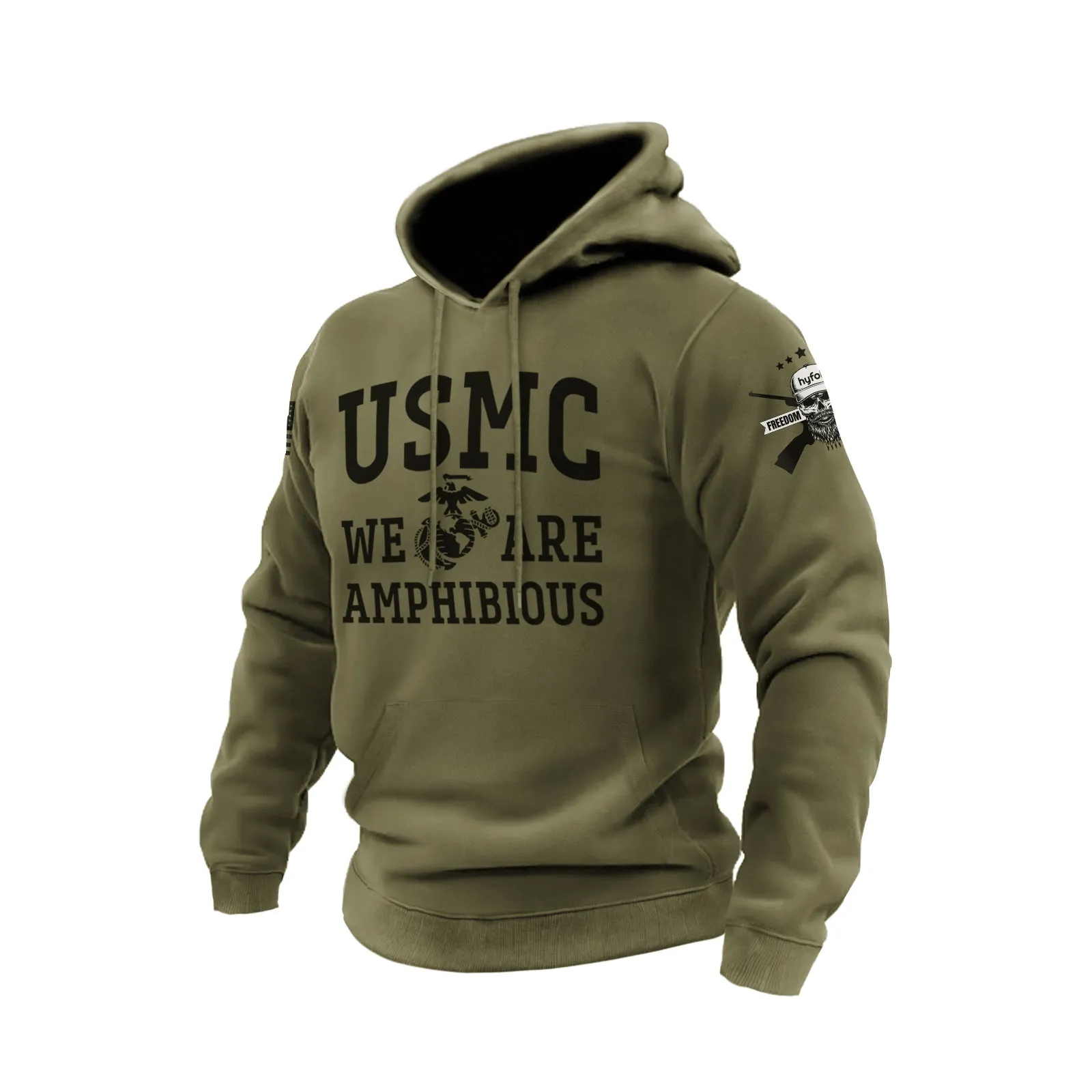 USMC COTTON GRAPHIC POCKET HOODIE