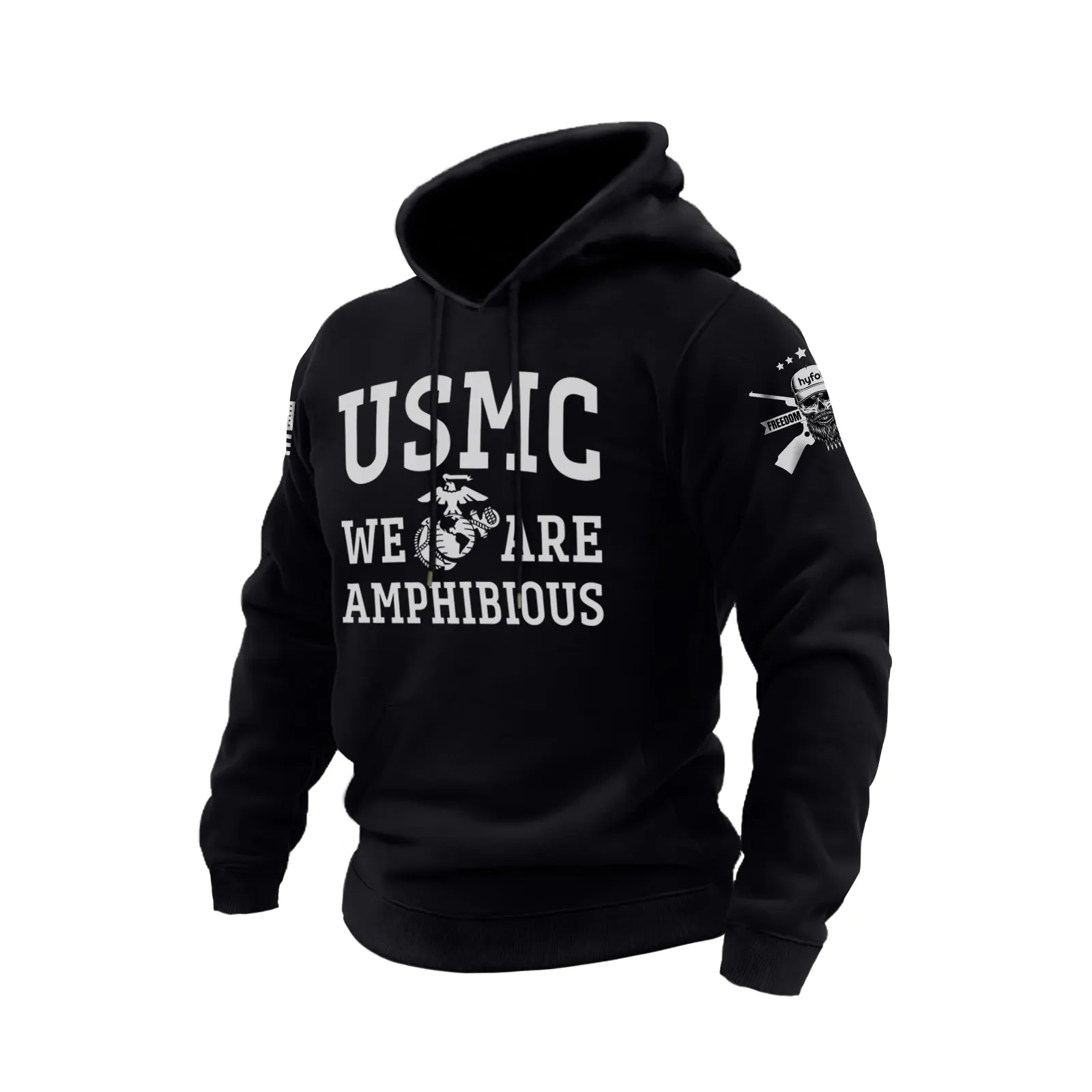 USMC COTTON GRAPHIC POCKET HOODIE