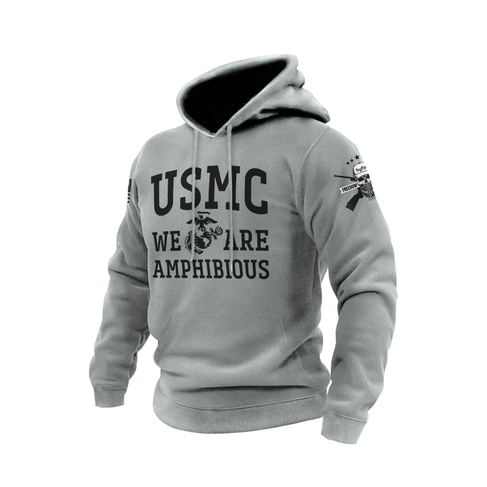 USMC COTTON GRAPHIC POCKET HOODIE