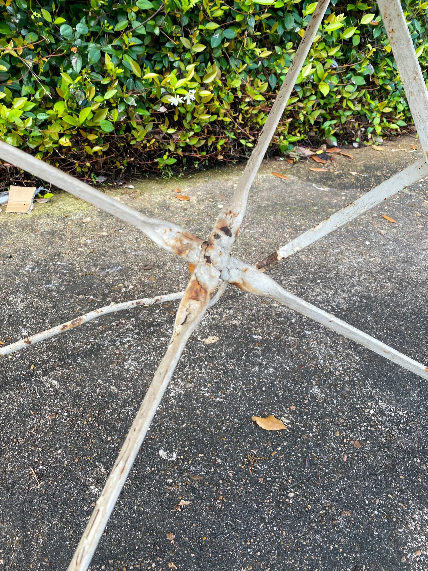 Vintage 1930s French Painted Round Metal Folding Table in Sky Blue