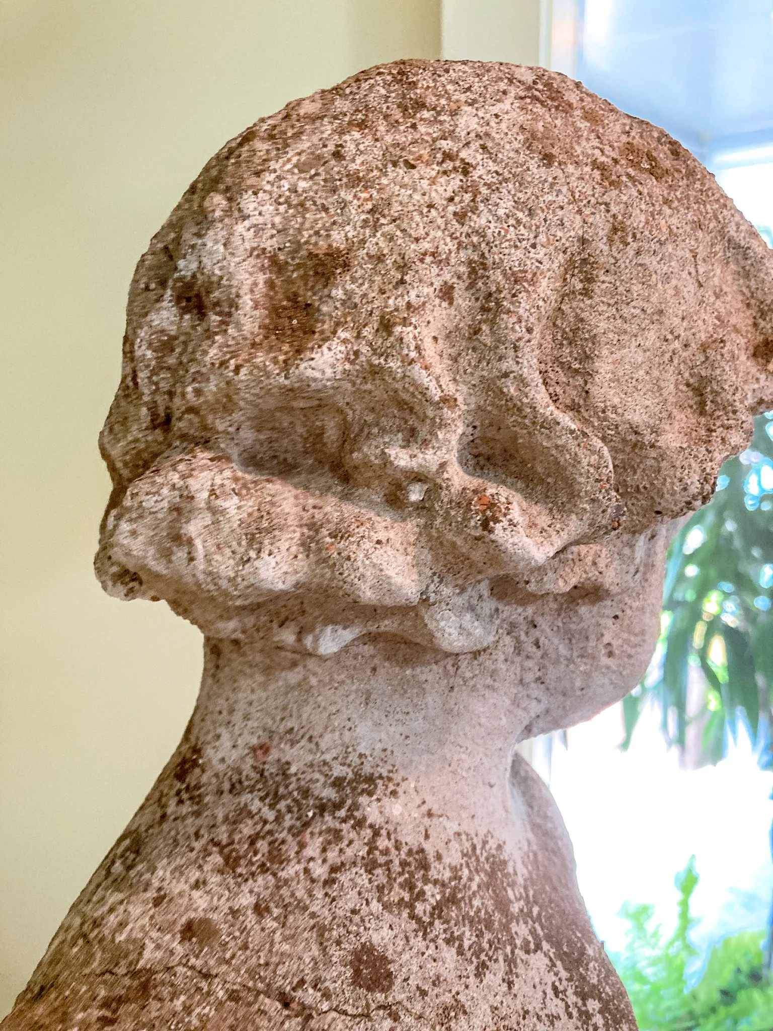 Vintage 1960s Barefoot Child Putti Outdoor Cast Stone Garden Sculpture Statue