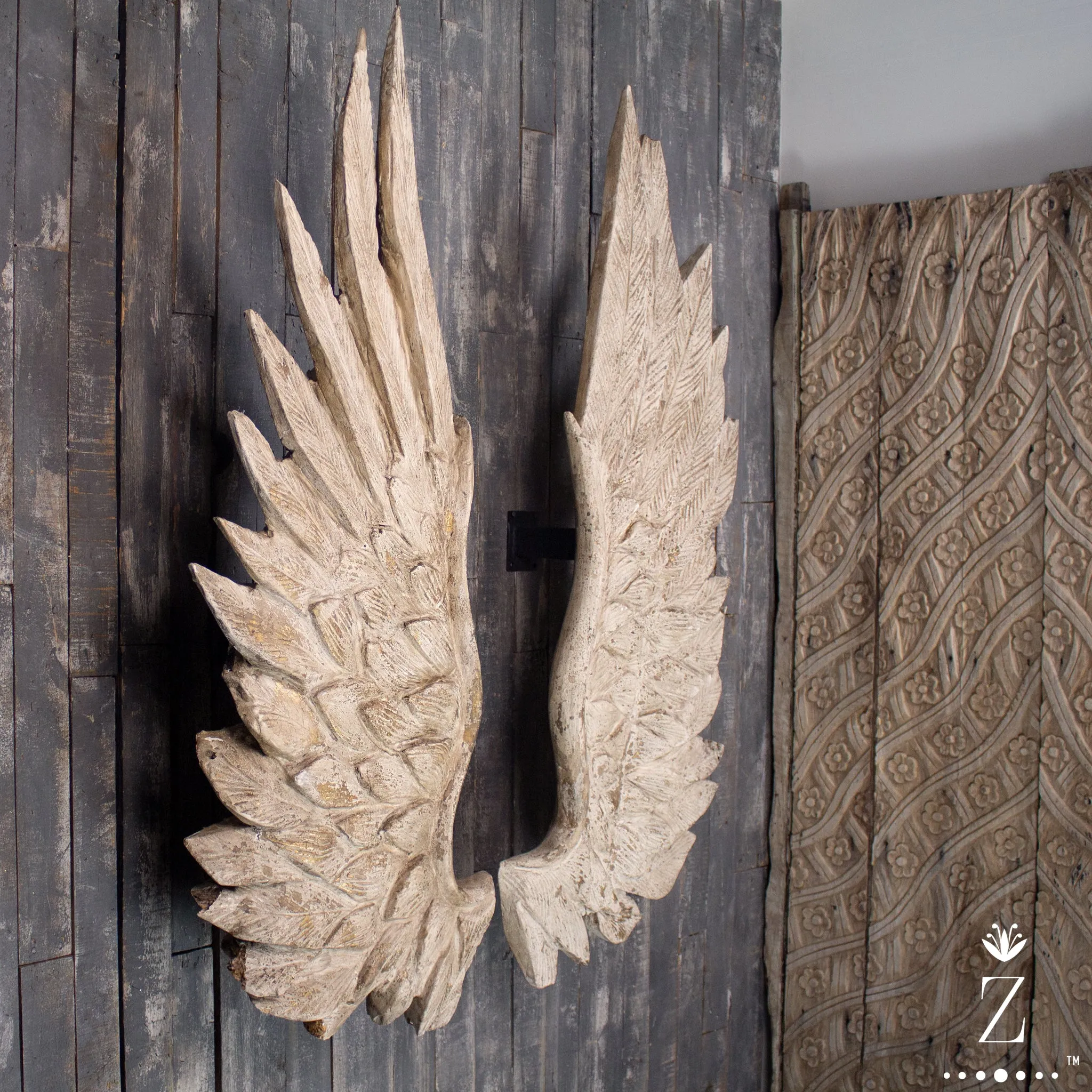 Vintage Carved Wings, Sculptural Wall Art