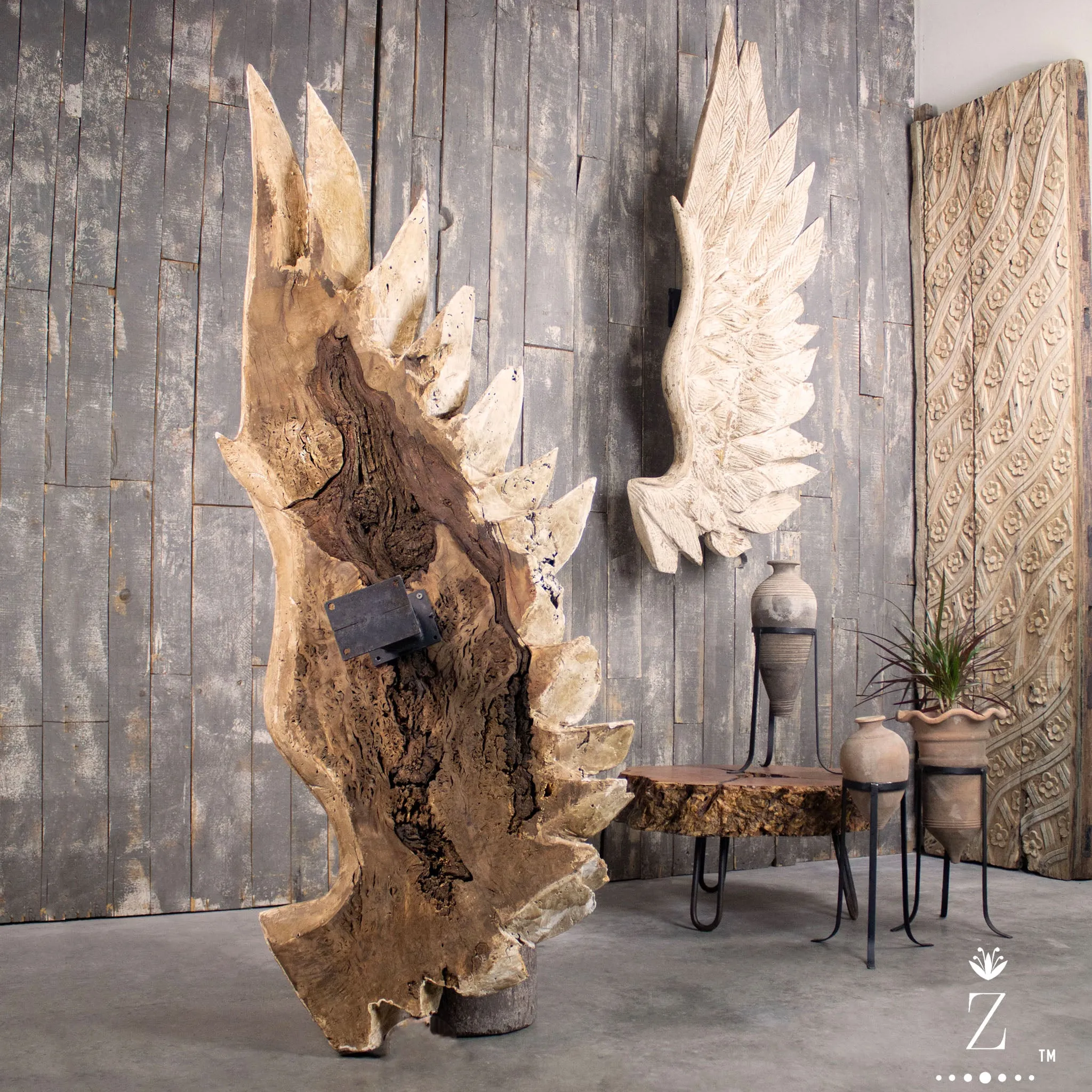 Vintage Carved Wings, Sculptural Wall Art