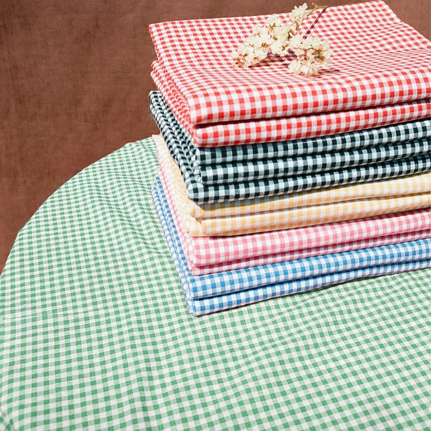 Vintage Checked Cotton Table Cloth