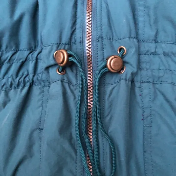 Vintage Edelweiss Ski Wear Embroidered Teal Drawstring Hooded Womens Jacket S