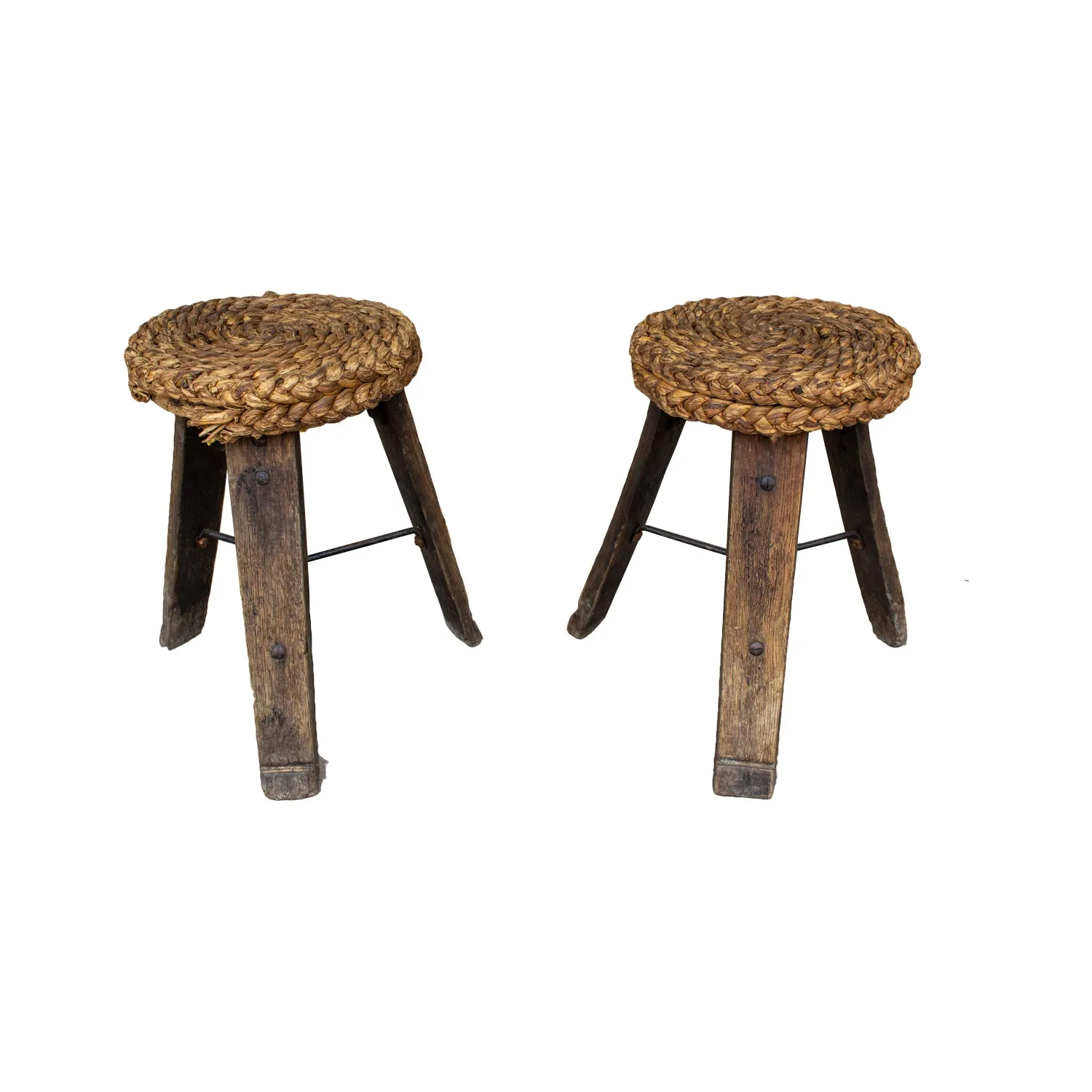 Vintage French "Milking Stools" with Braided Seats | Four Available