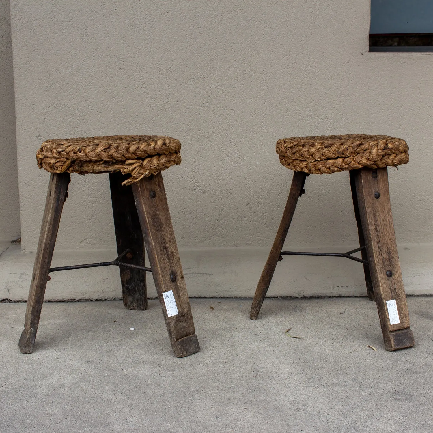 Vintage French "Milking Stools" with Braided Seats | Four Available