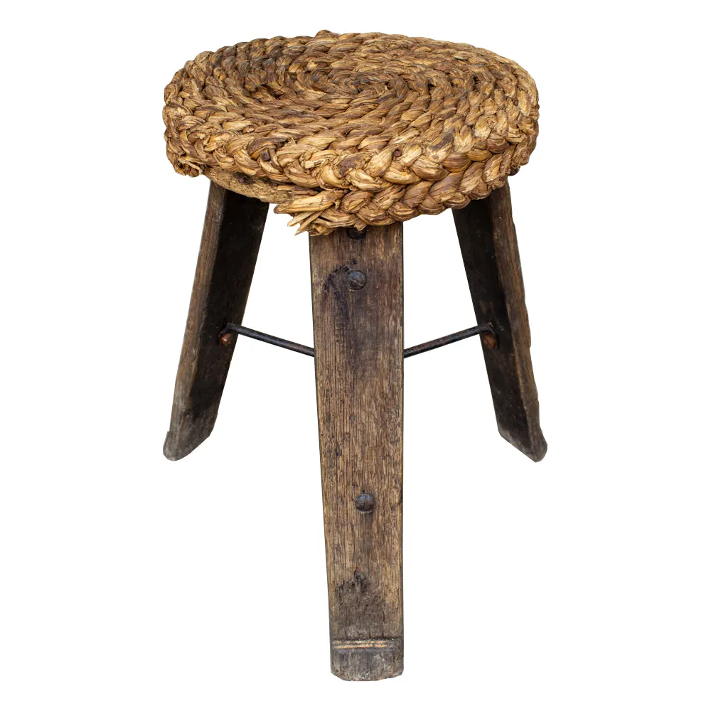 Vintage French "Milking Stools" with Braided Seats | Four Available