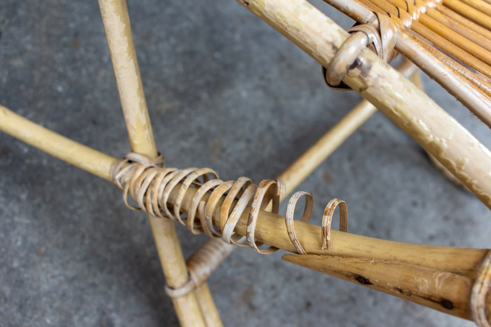 Vintage French Rattan and Bamboo Armchair