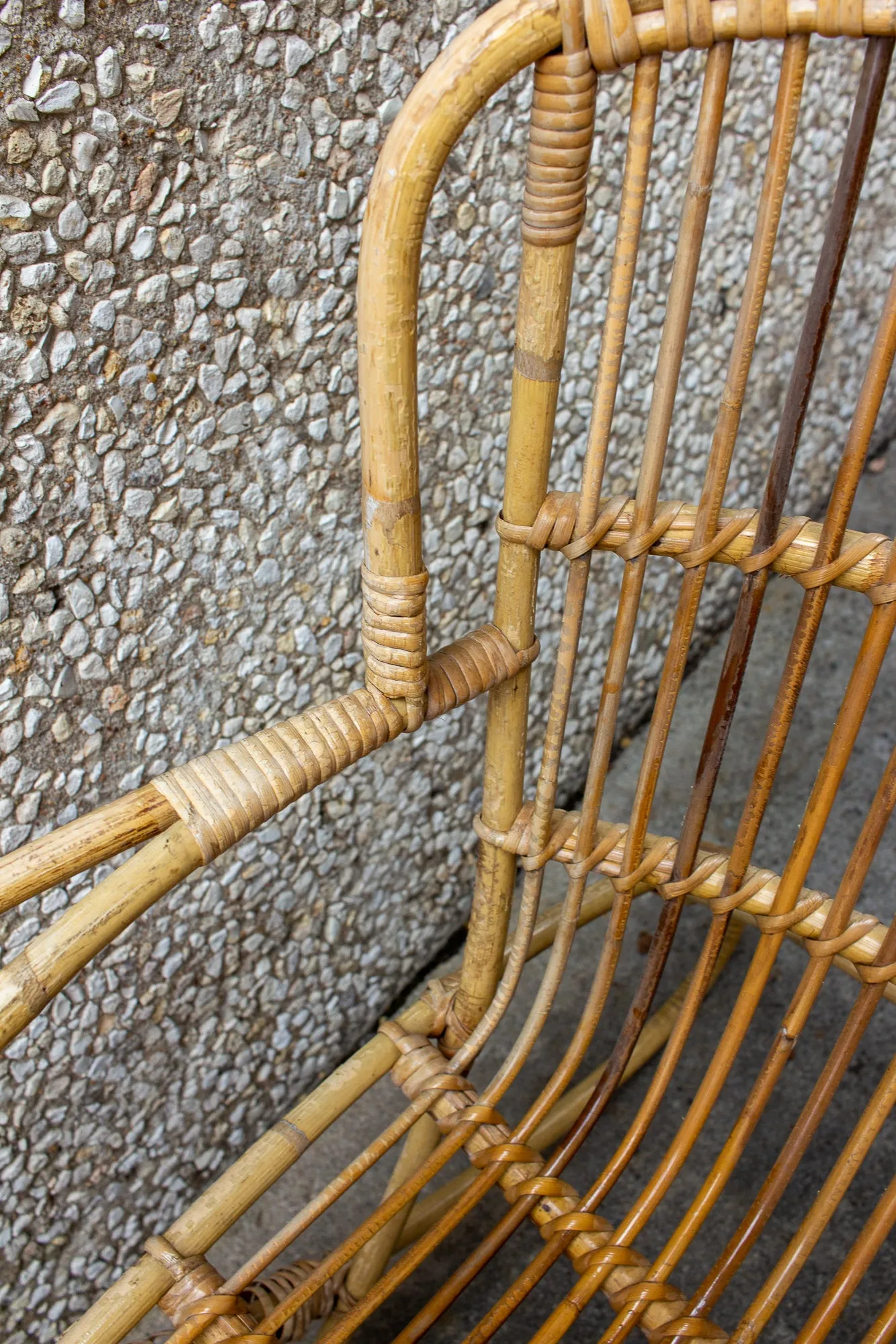 Vintage French Rattan and Bamboo Armchair