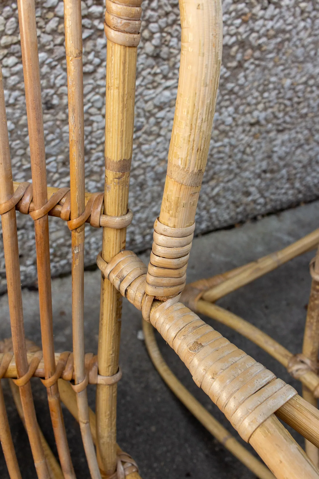 Vintage French Rattan and Bamboo Armchair
