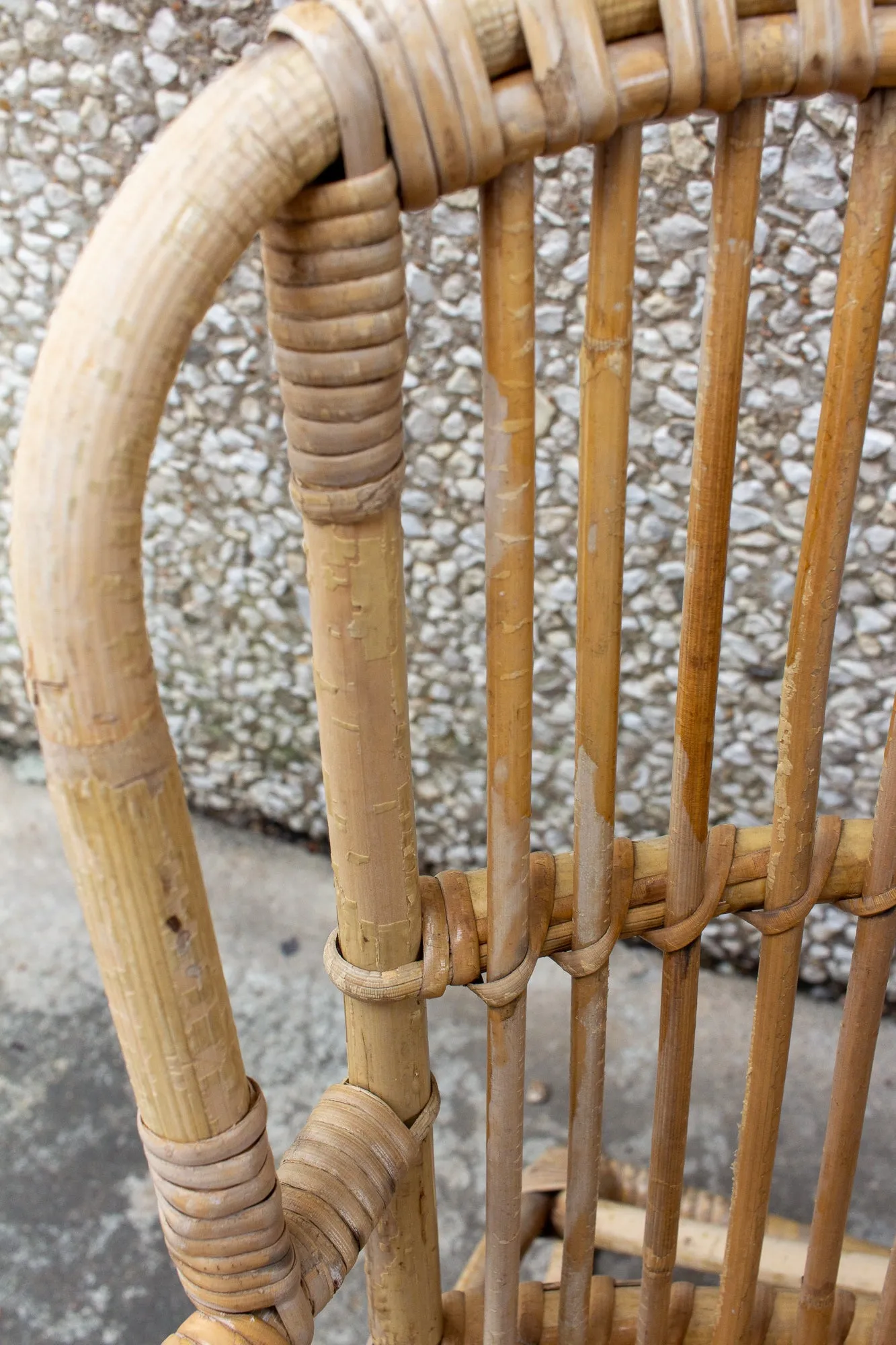 Vintage French Rattan and Bamboo Armchair