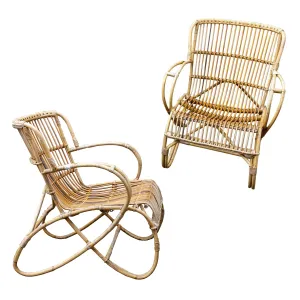 Vintage French Rattan and Bamboo Armchair