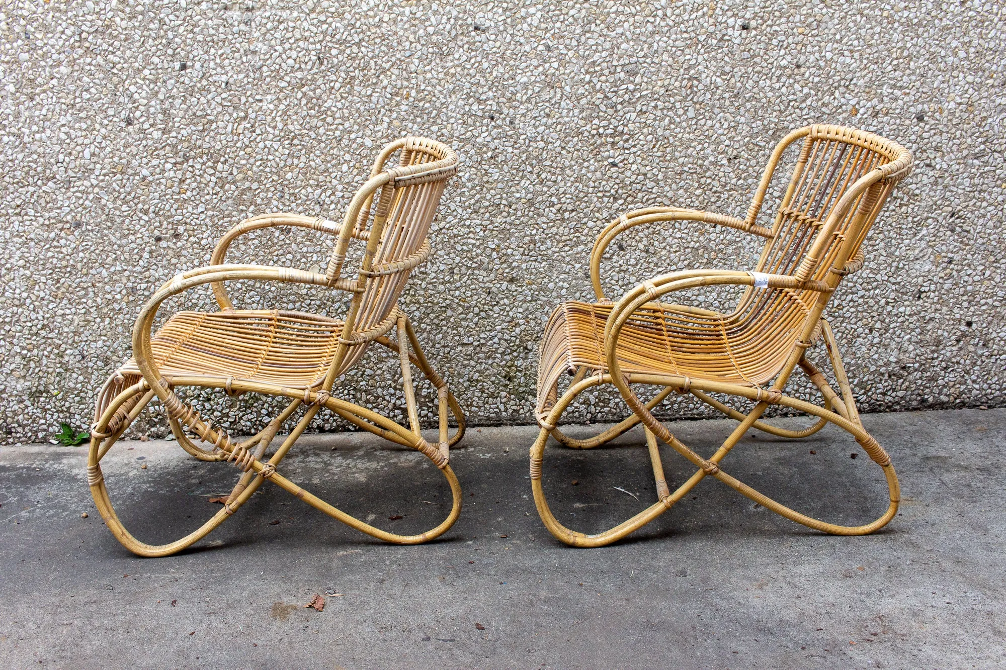 Vintage French Rattan and Bamboo Armchair