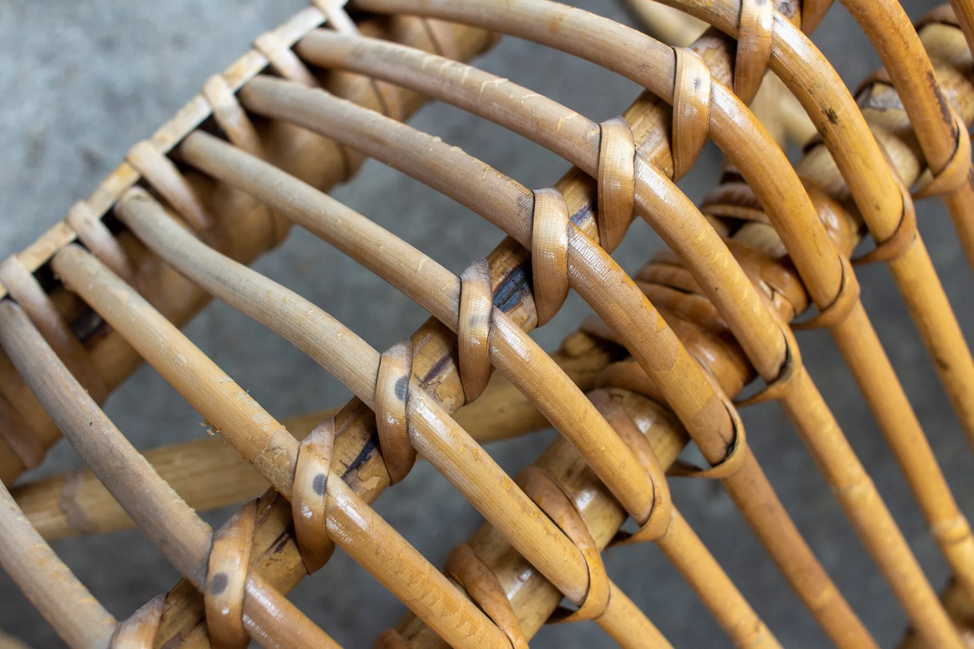 Vintage French Rattan and Bamboo Armchair