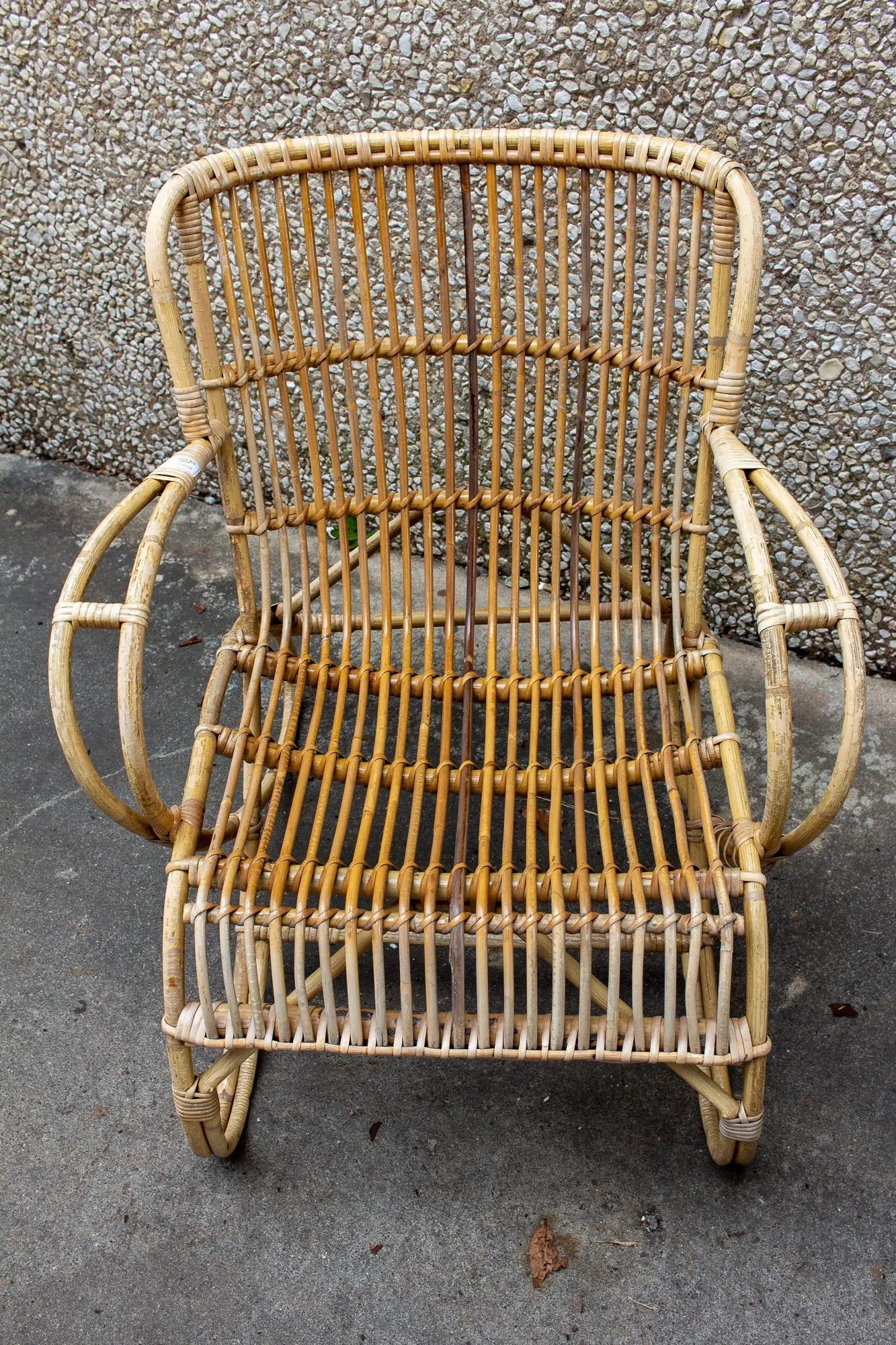 Vintage French Rattan and Bamboo Armchair