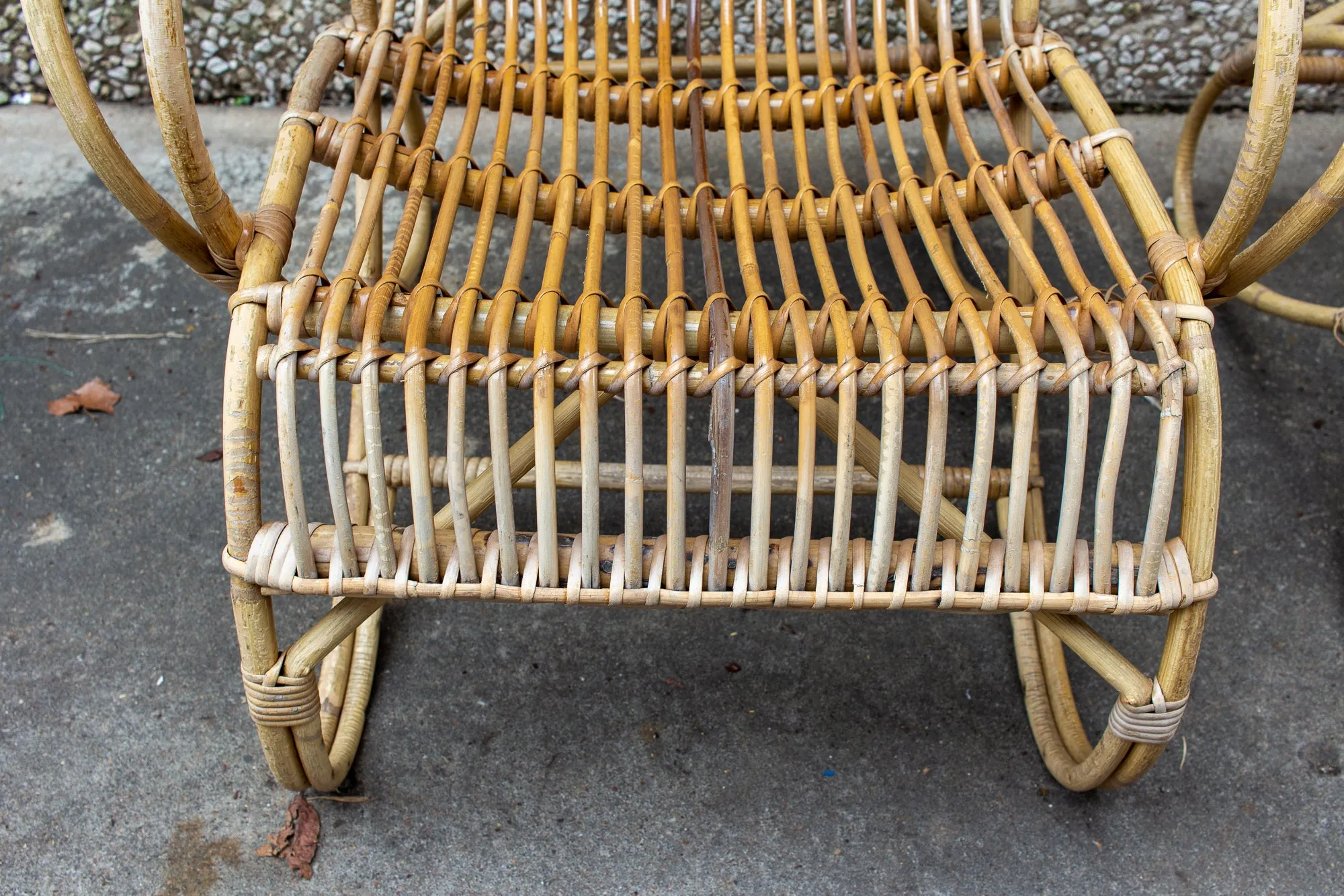 Vintage French Rattan and Bamboo Armchair