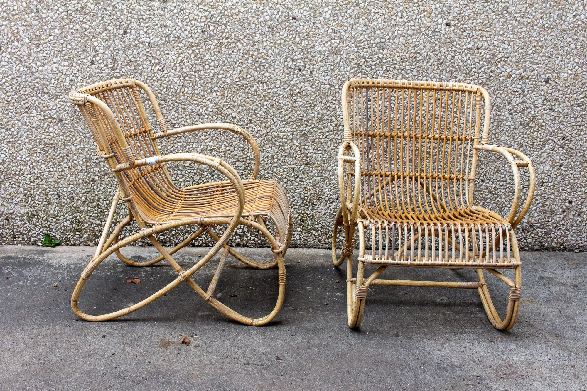 Vintage French Rattan and Bamboo Armchair