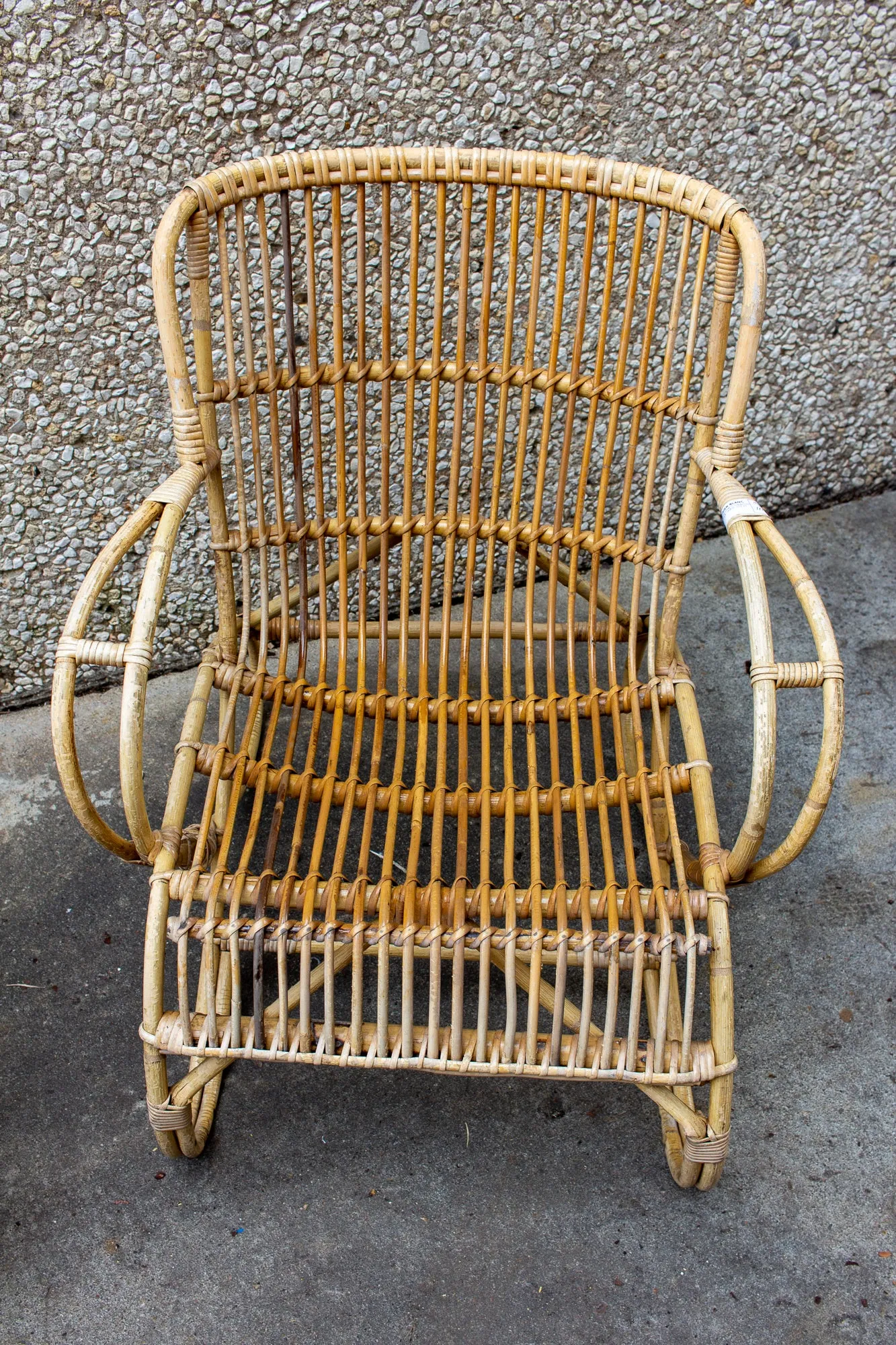Vintage French Rattan and Bamboo Armchair