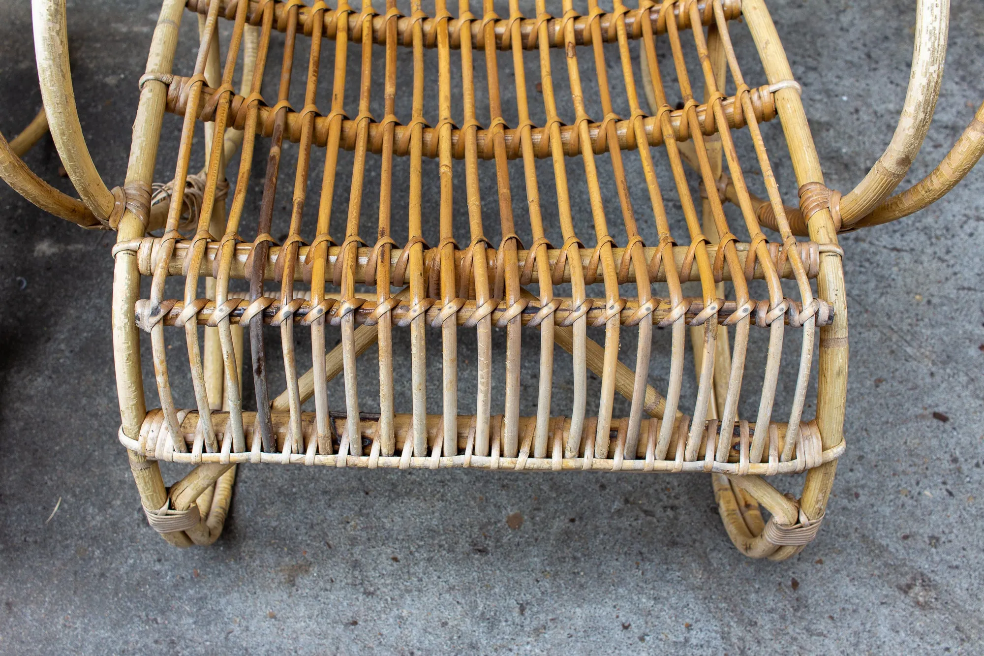 Vintage French Rattan and Bamboo Armchair