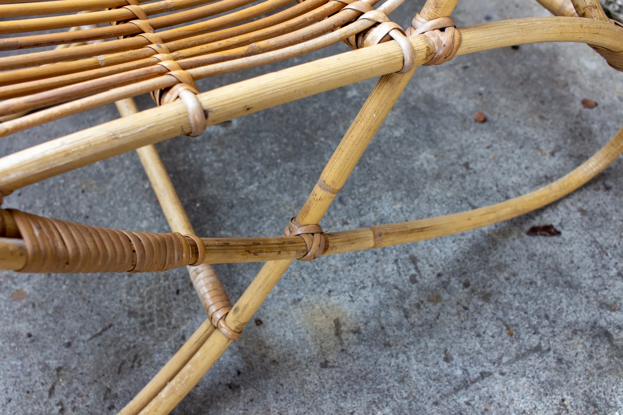 Vintage French Rattan and Bamboo Armchair