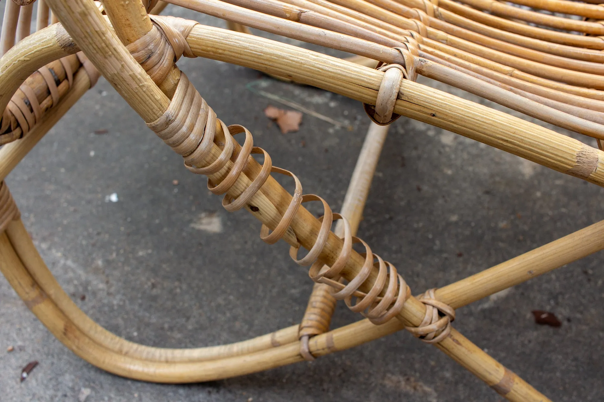 Vintage French Rattan and Bamboo Armchair