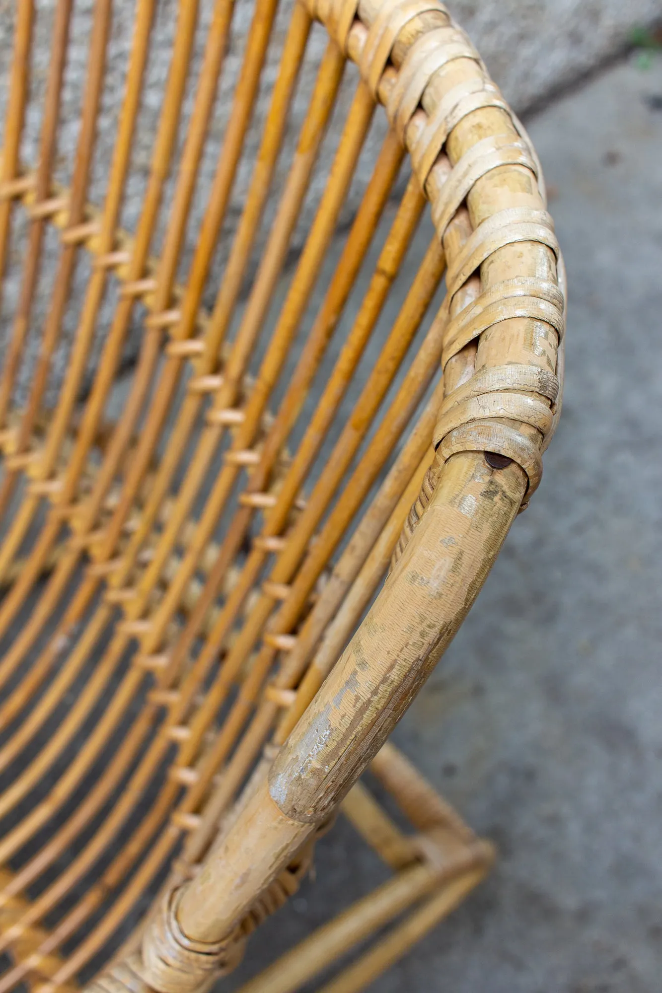 Vintage French Rattan and Bamboo Armchair