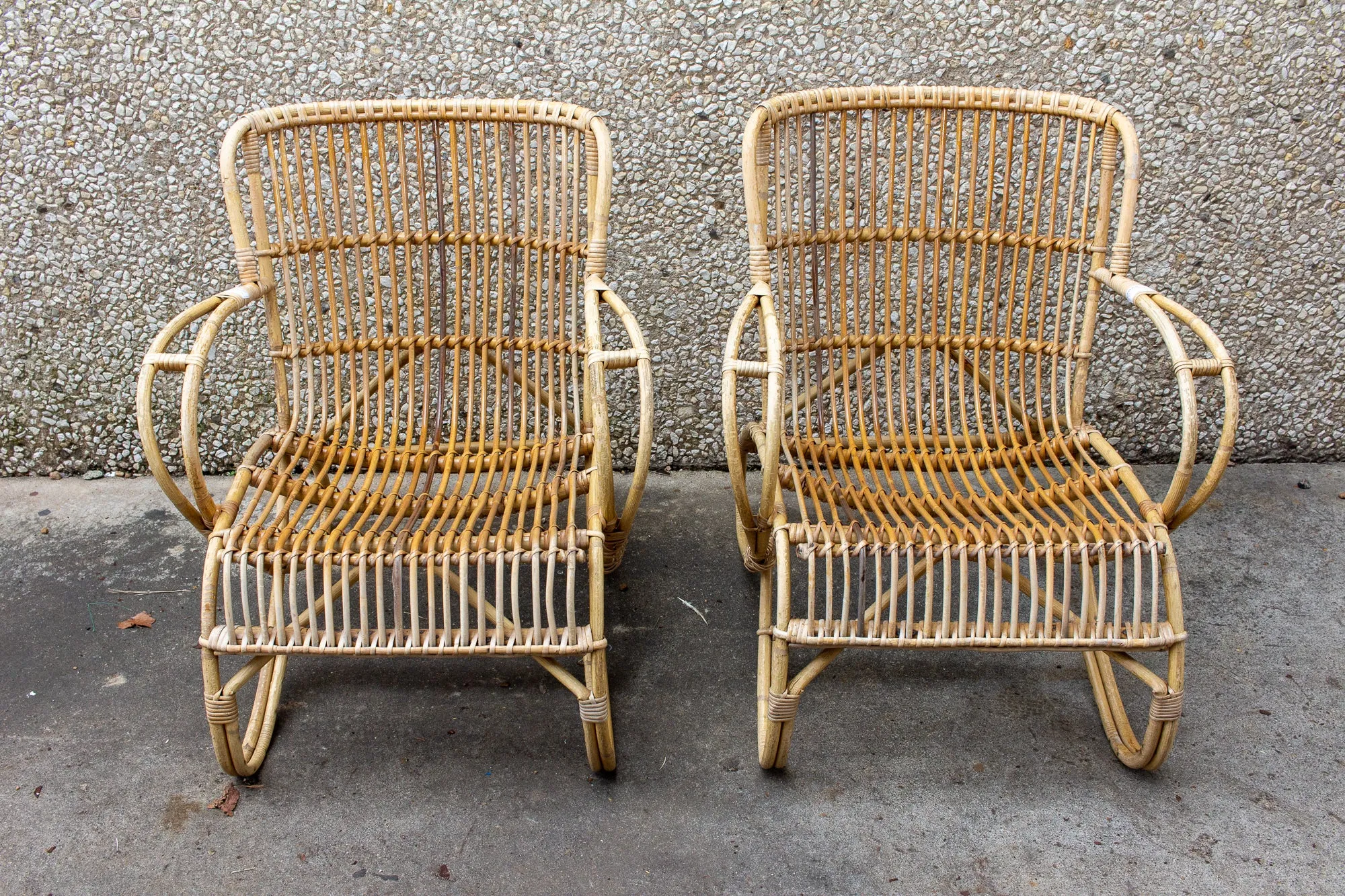 Vintage French Rattan and Bamboo Armchair