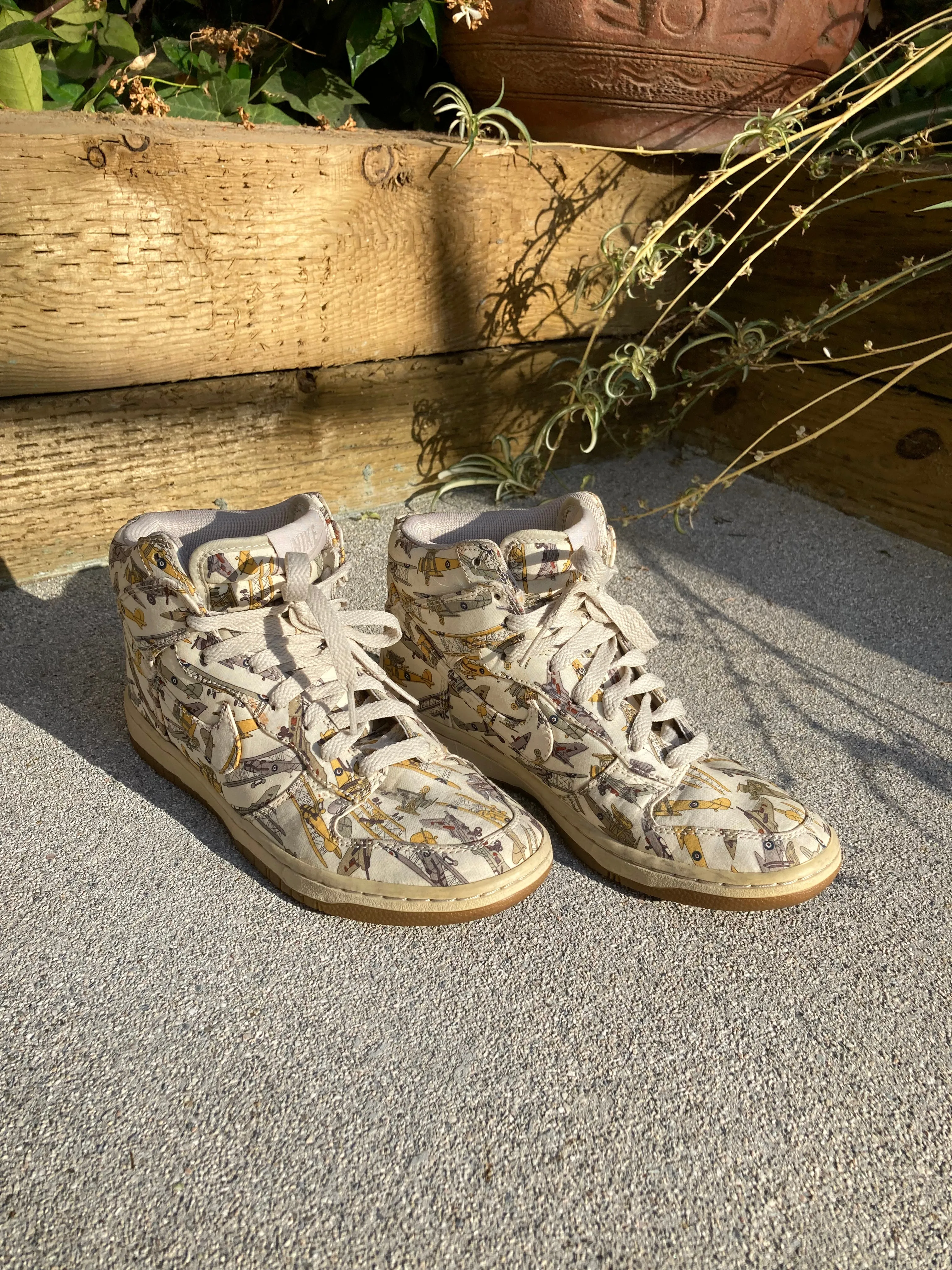 Vintage Liberty Print Airplanes Nike Dunk Sky High Tops