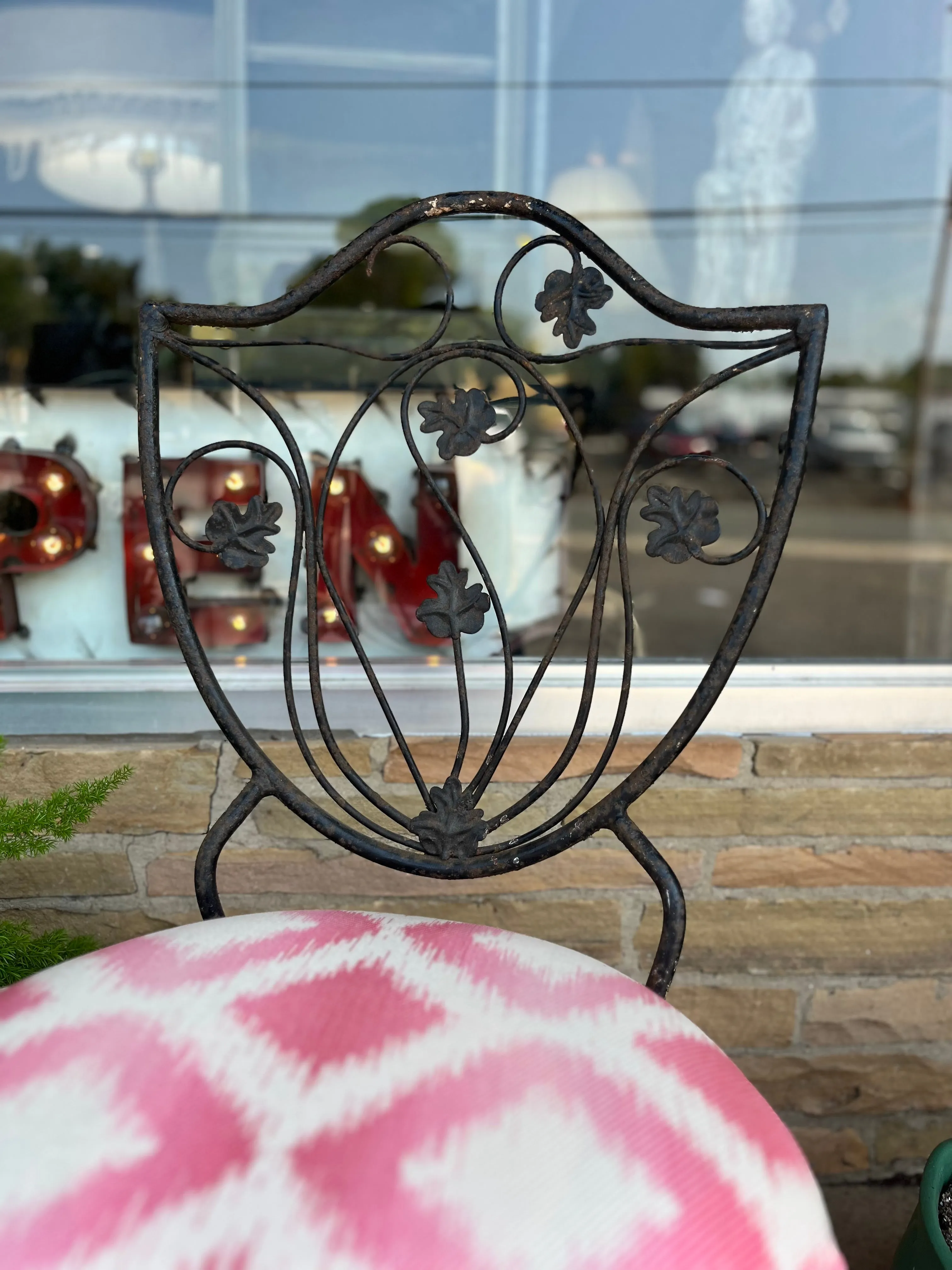 Vintage Metal Outdoor Seating Set with Refurnished Seating
