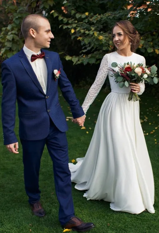 Vintage Modest Long Sleeve Lace Wedding Dress