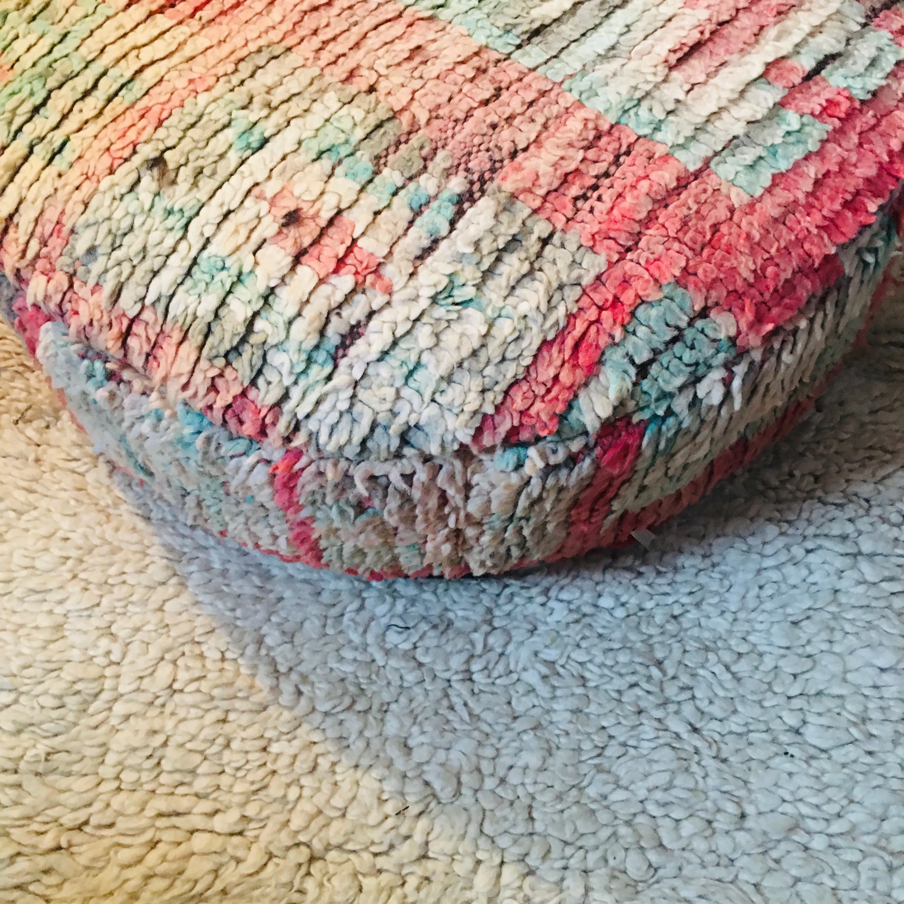 Vintage Moroccan Floor Cushion Cover Round