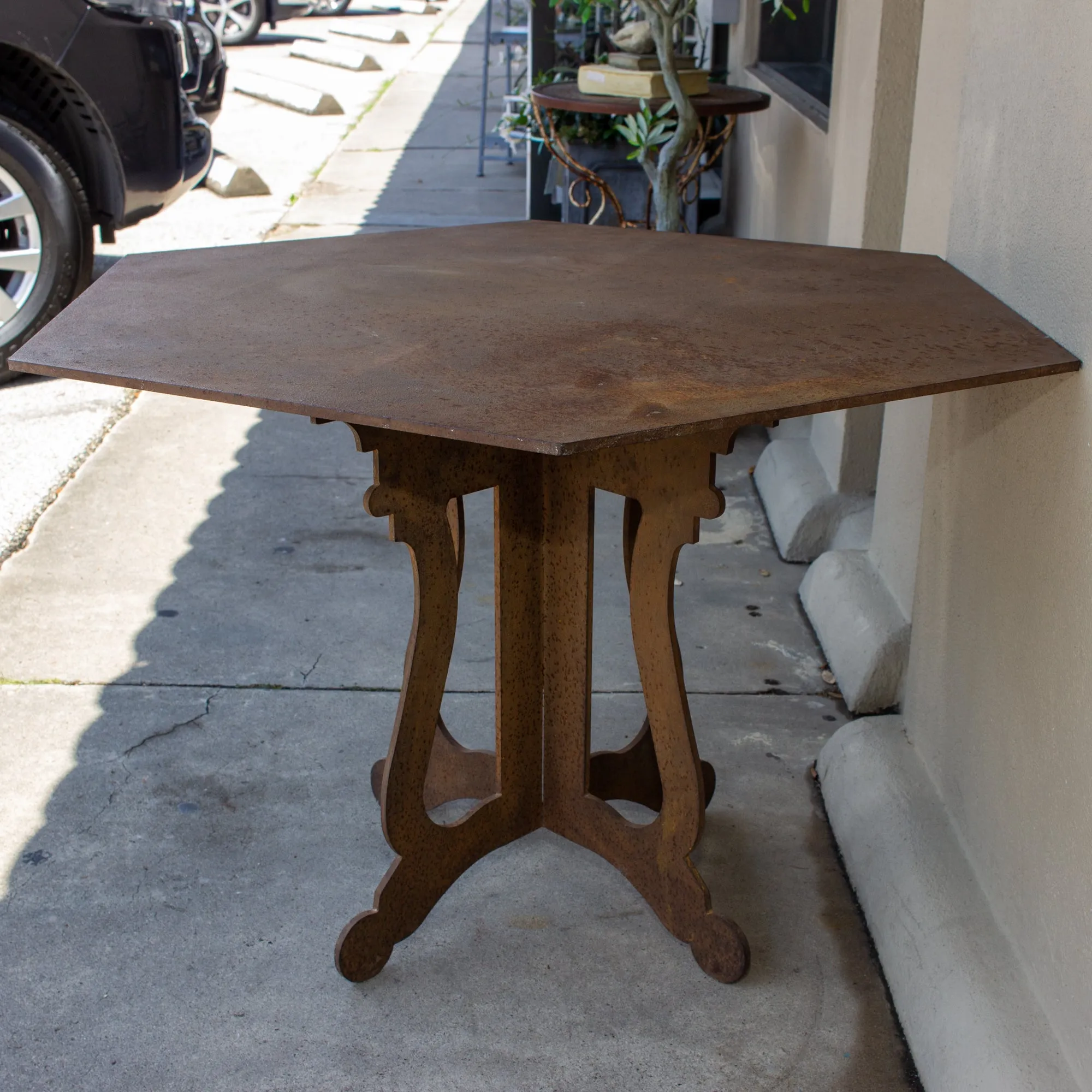 Vintage Spanish Iron Hexagonal Top Table