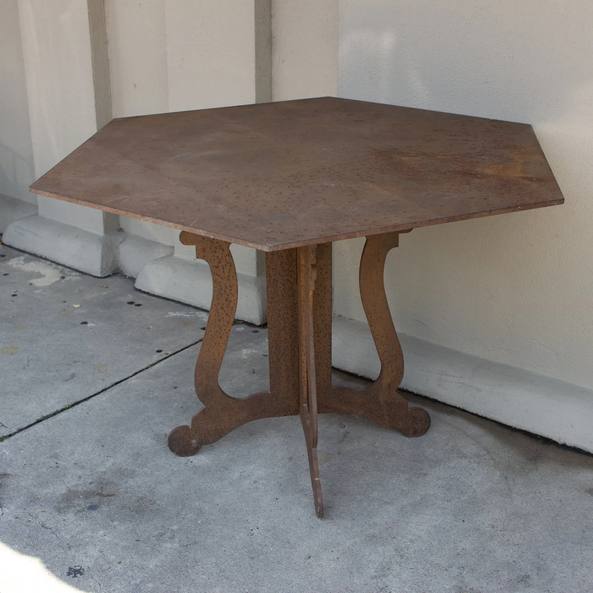 Vintage Spanish Iron Hexagonal Top Table