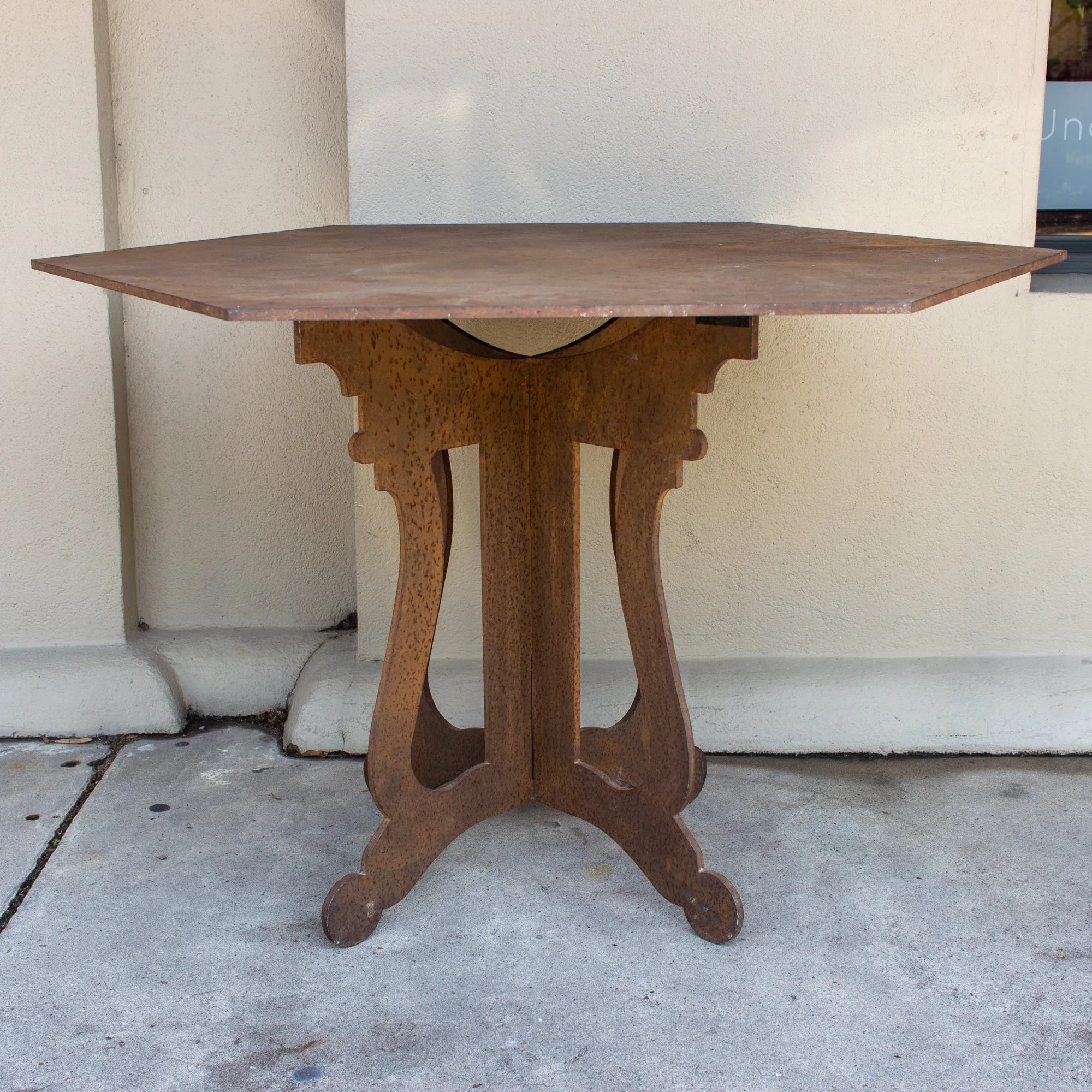 Vintage Spanish Iron Hexagonal Top Table