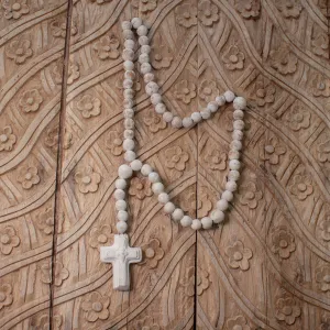 Vintage Terracotta Rosary. Ash White, Large