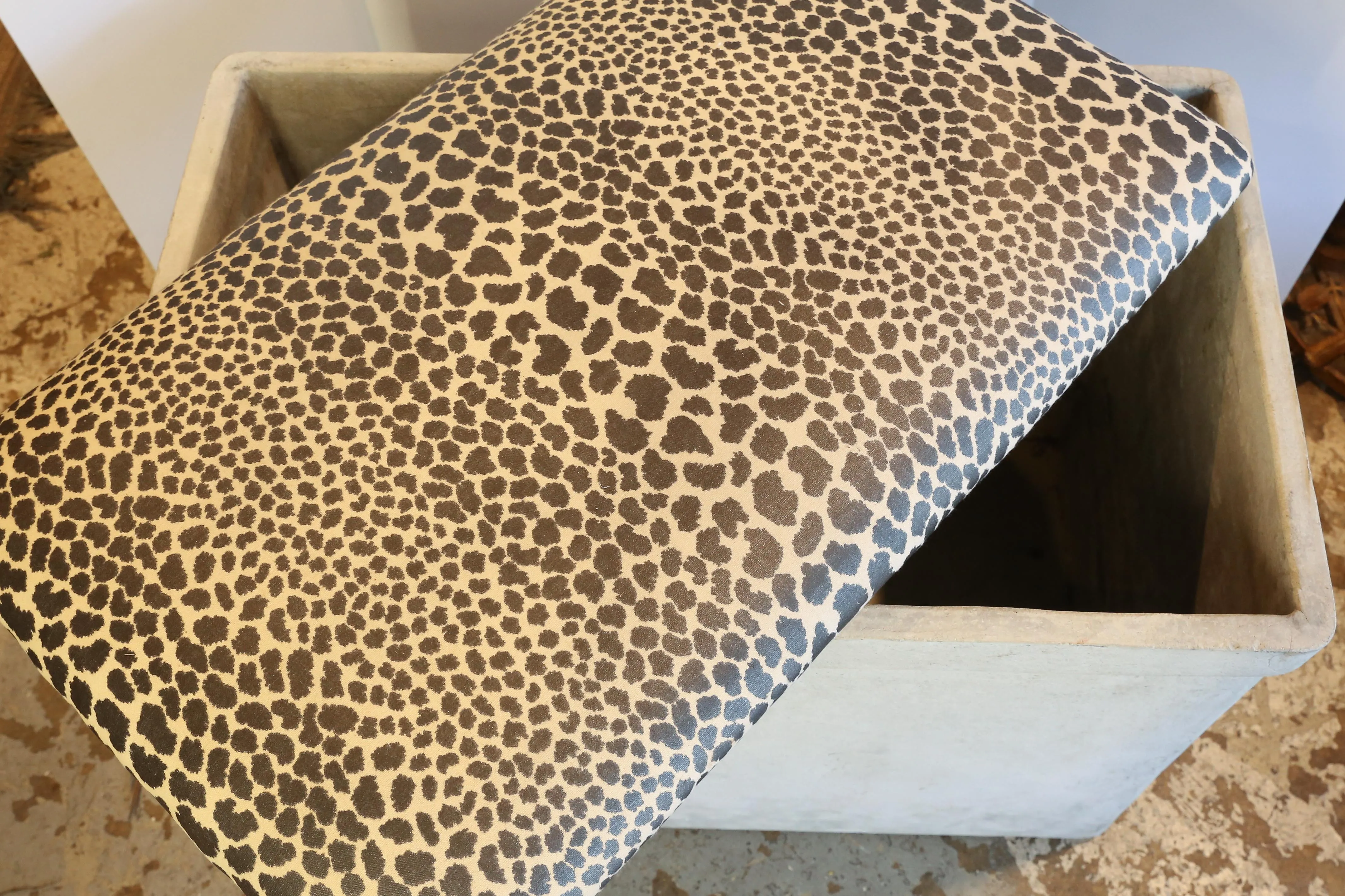 Vintage Willy Guhl Planter Bench with Cheetah Print Top