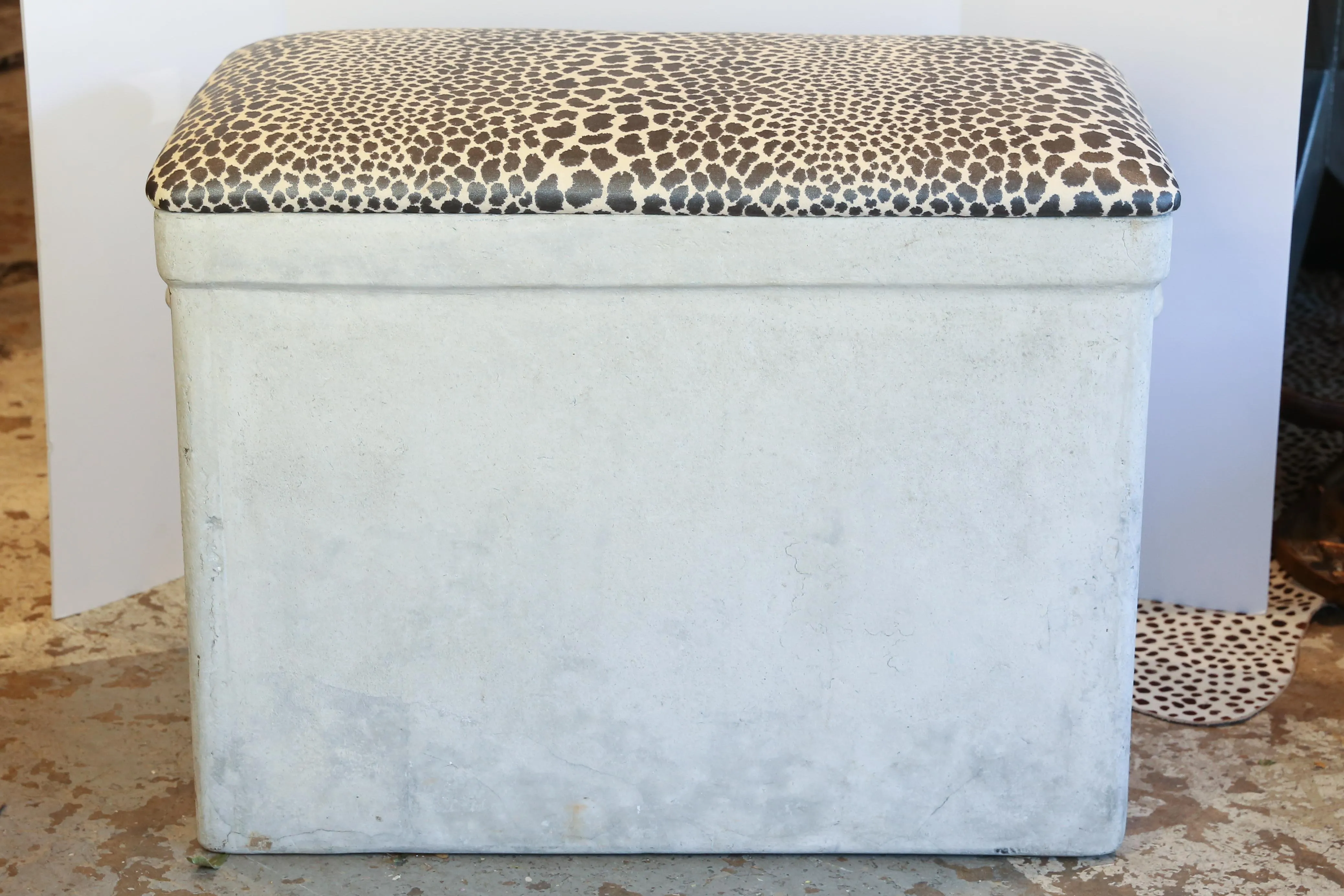 Vintage Willy Guhl Planter Bench with Cheetah Print Top