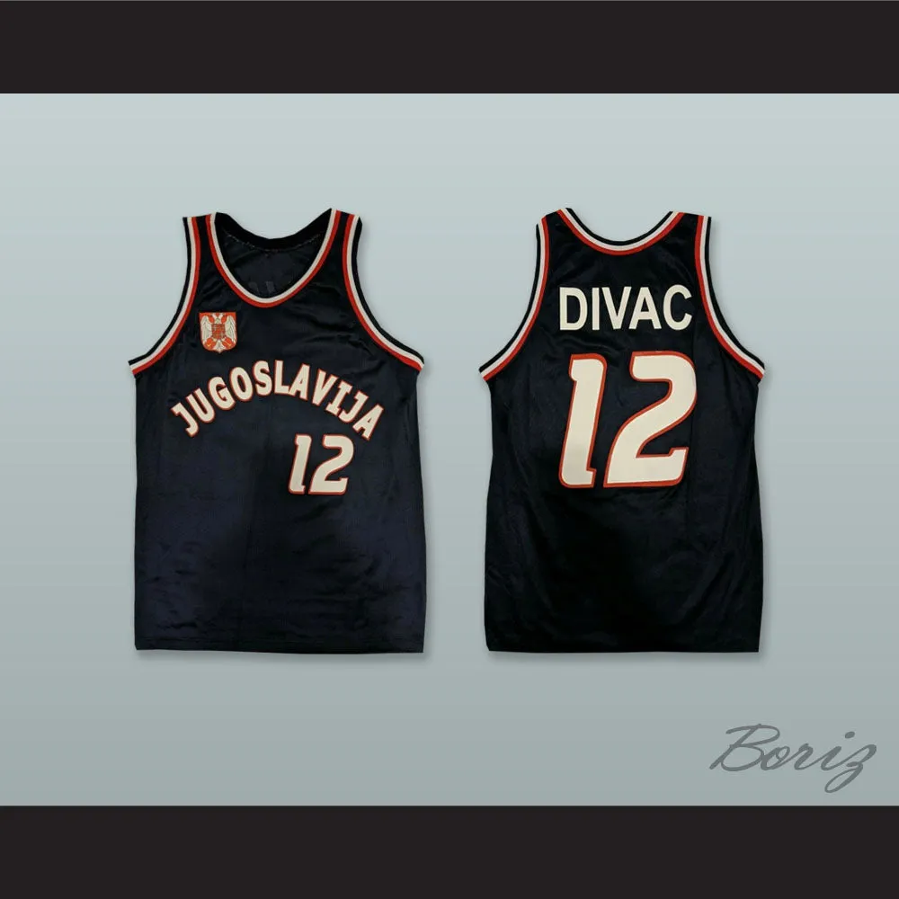 Vlade Divac 12 Jugoslavija Black Basketball Jersey
