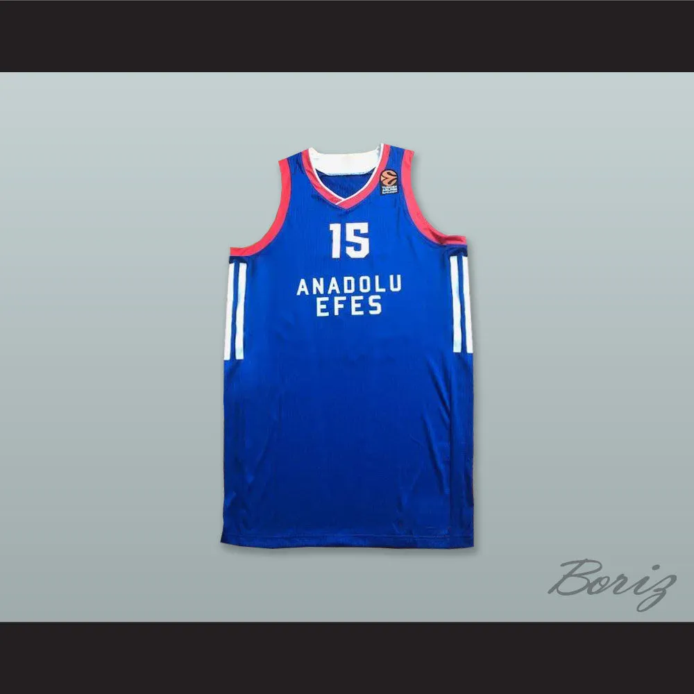 Vladimir Stimac 15 Anadolu Efes SK Istanbul Turkey Blue Basketball Jersey