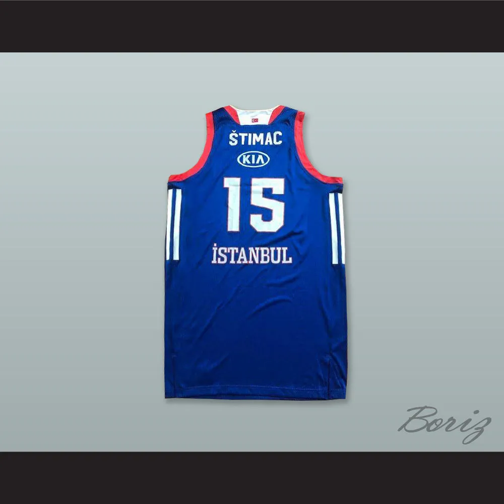 Vladimir Stimac 15 Anadolu Efes SK Istanbul Turkey Blue Basketball Jersey