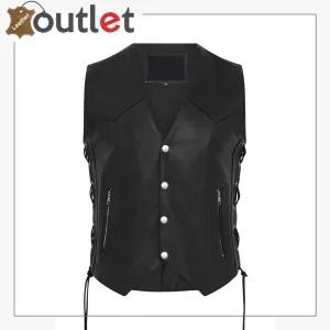Waistcoat Motorcycle Motorbike Leather Vest