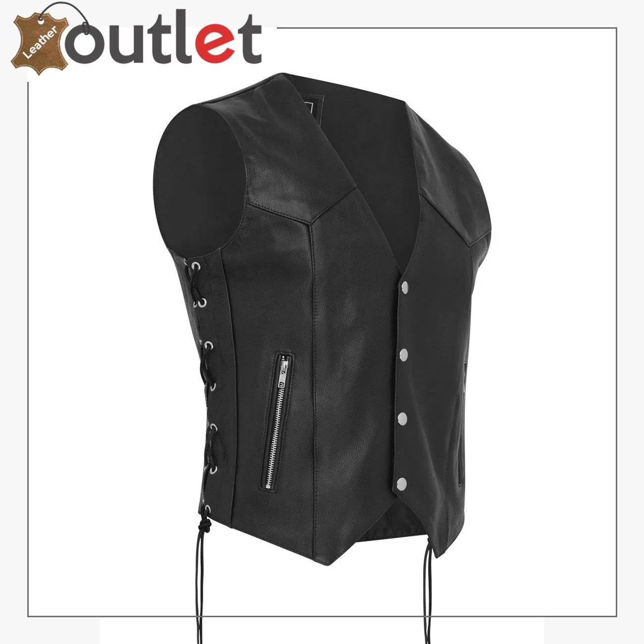 Waistcoat Motorcycle Motorbike Leather Vest