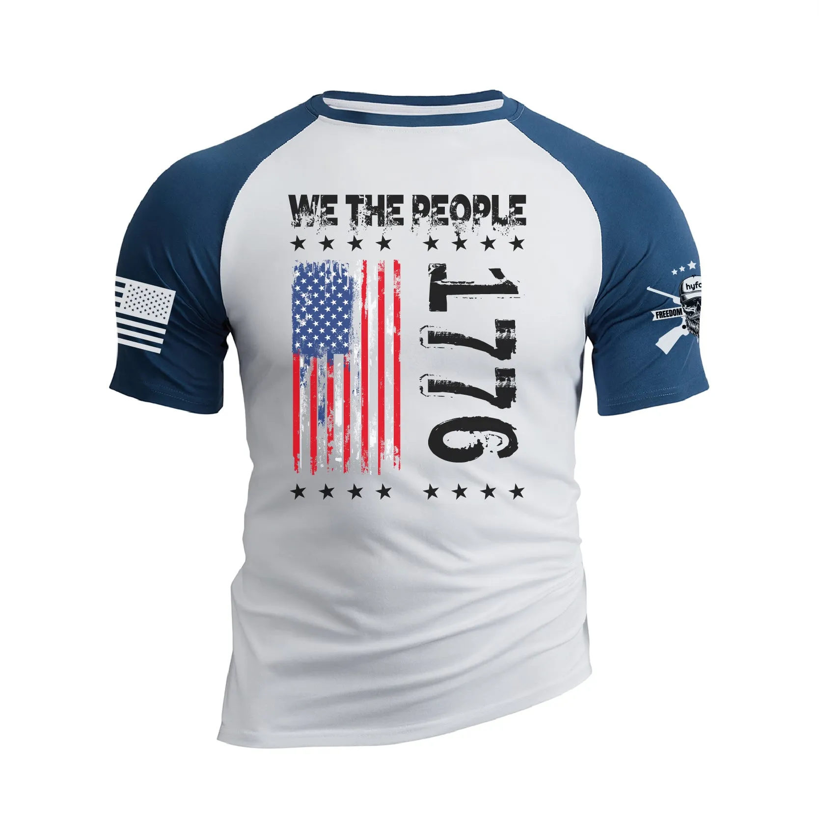 WE THE PEOPLE SHIRT PATRIOTIC 100% COTTON RAGLAN GRAPHIC TEE