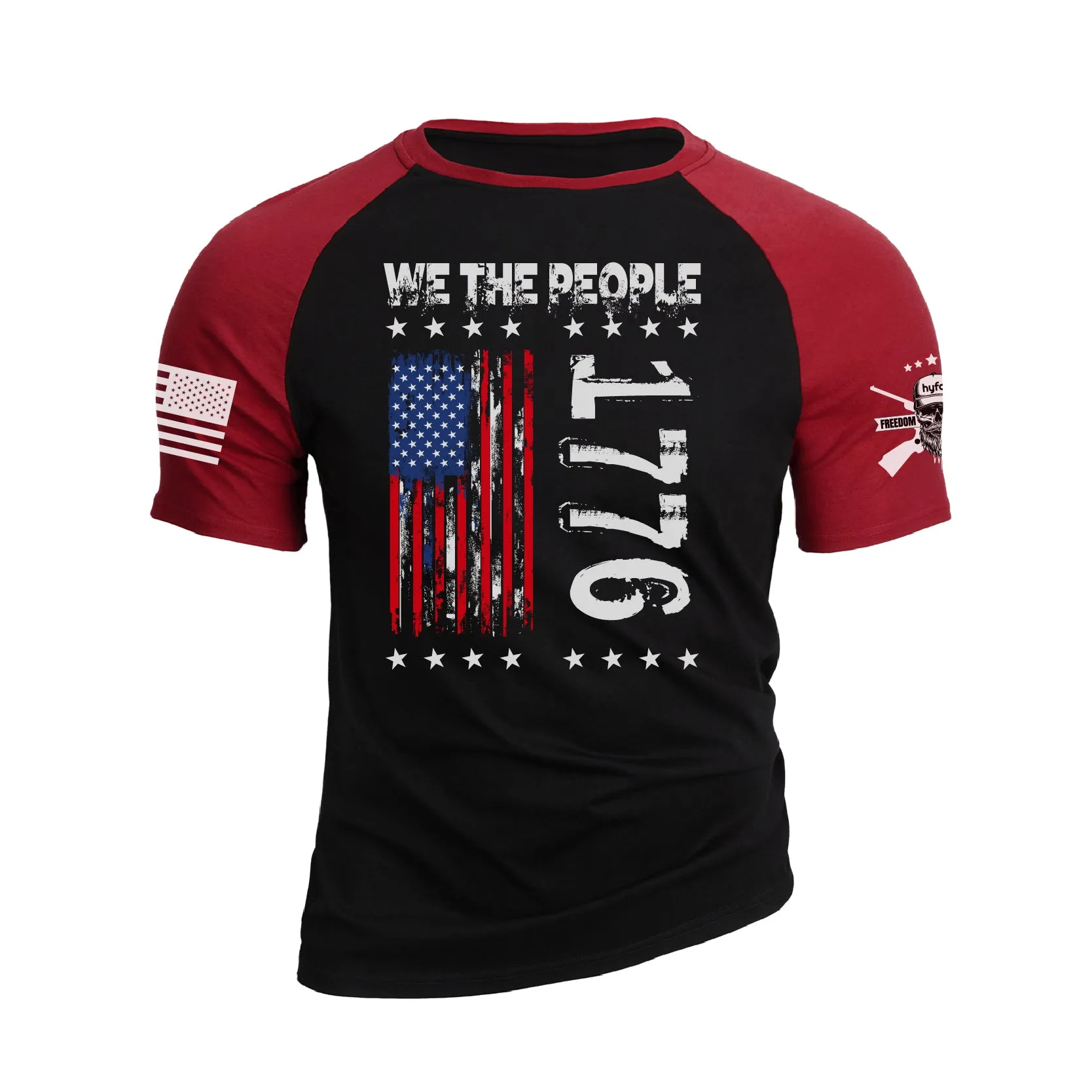 WE THE PEOPLE SHIRT PATRIOTIC 100% COTTON RAGLAN GRAPHIC TEE